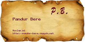 Pandur Bere névjegykártya